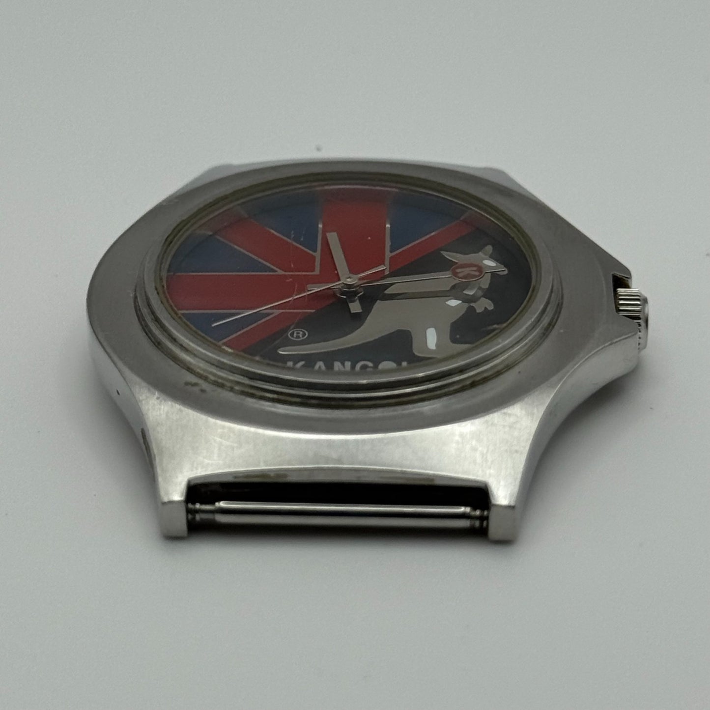 Vintage Kangol Men’s Quartz Watch Kangaroo Silver Tone 100 Metre Working 40mm