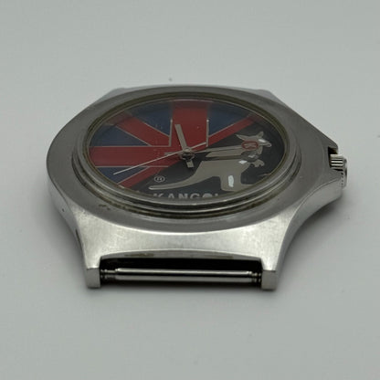 Vintage Kangol Men’s Quartz Watch Kangaroo Silver Tone 100 Metre Working 40mm