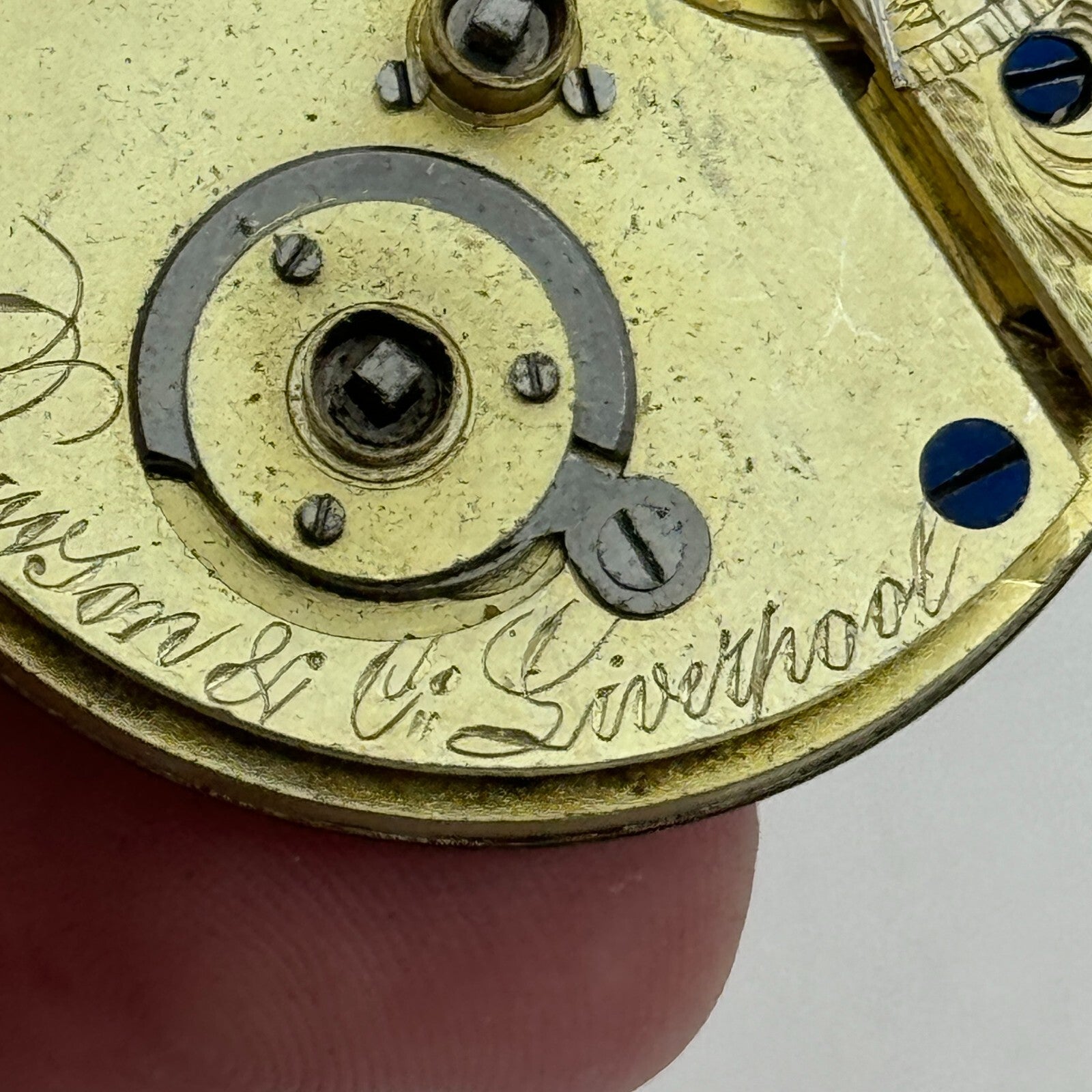 36.3mm Antique Stewart Dawson Co Liverpool Key Wound Pocket Watch Movement PARTS