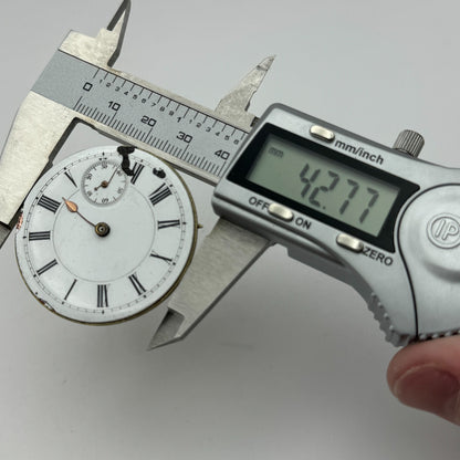 42.7mm Antique Key Wound Sub Seconds Pocket Watch Movement PARTS SPARES REPAIRS