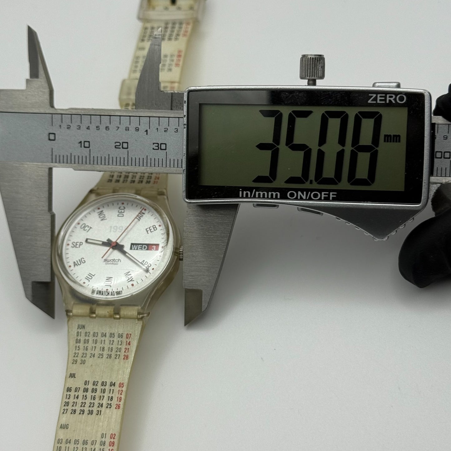 1998 Swatch Calendarium GK726 Quartz Watch Date White Dial Swiss + Box 33mm