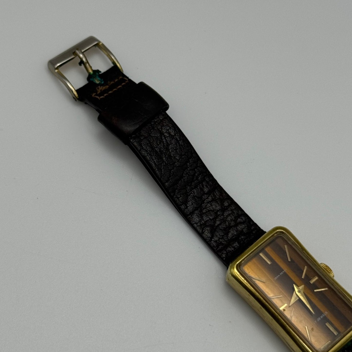 18mm Vintage Jean Renet Brown Dial 17 Jewels Manual Wind Watch PARTS / REPAIR