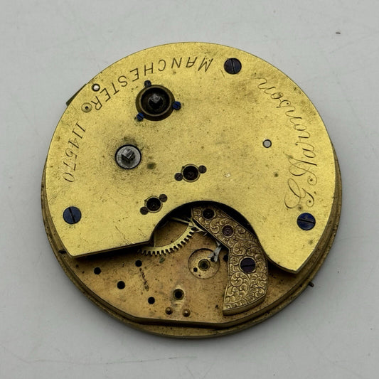 51.7mm Centre Seconds Chronograph Fusee Pocket Watch Movement FOR PARTS