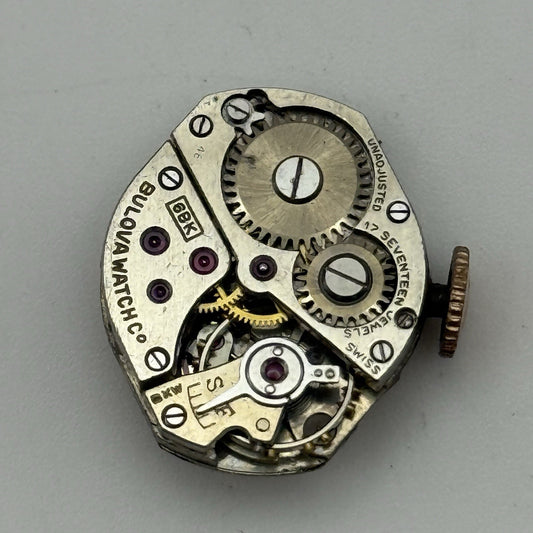 15.1mm Vintage Ladies Bulova 69K Manual Wind Swiss Watch Movement PARTS REPAIR