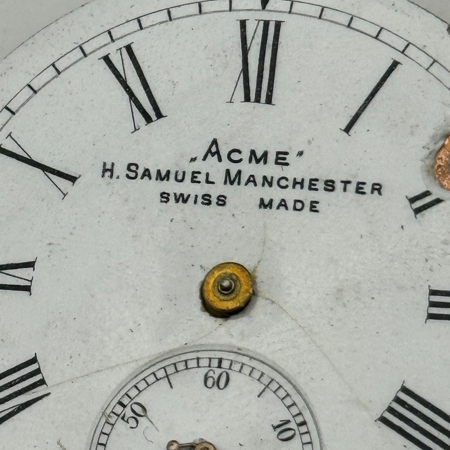 44.1mm Antique H Samuel Manchester Patent Balance Pocket Watch Movement PARTS