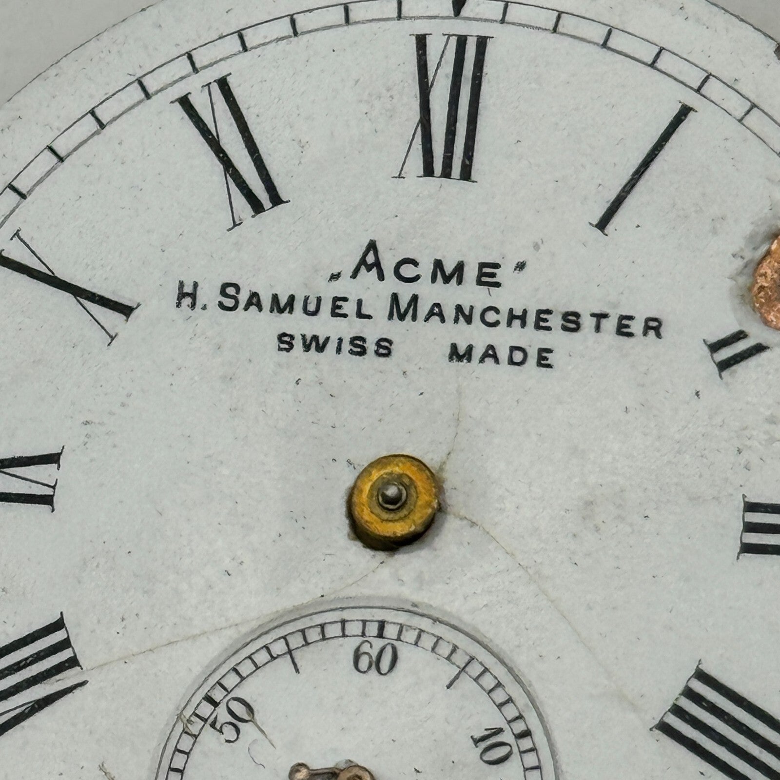 44.1mm Antique H Samuel Manchester Patent Balance Pocket Watch Movement PARTS