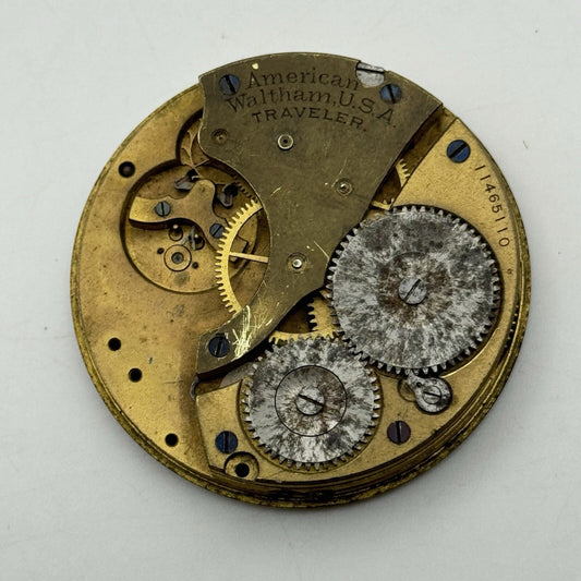 43.1mm Manual Wind Waltham Traveler Model Hunter Pocket Watch Movement FOR PARTS