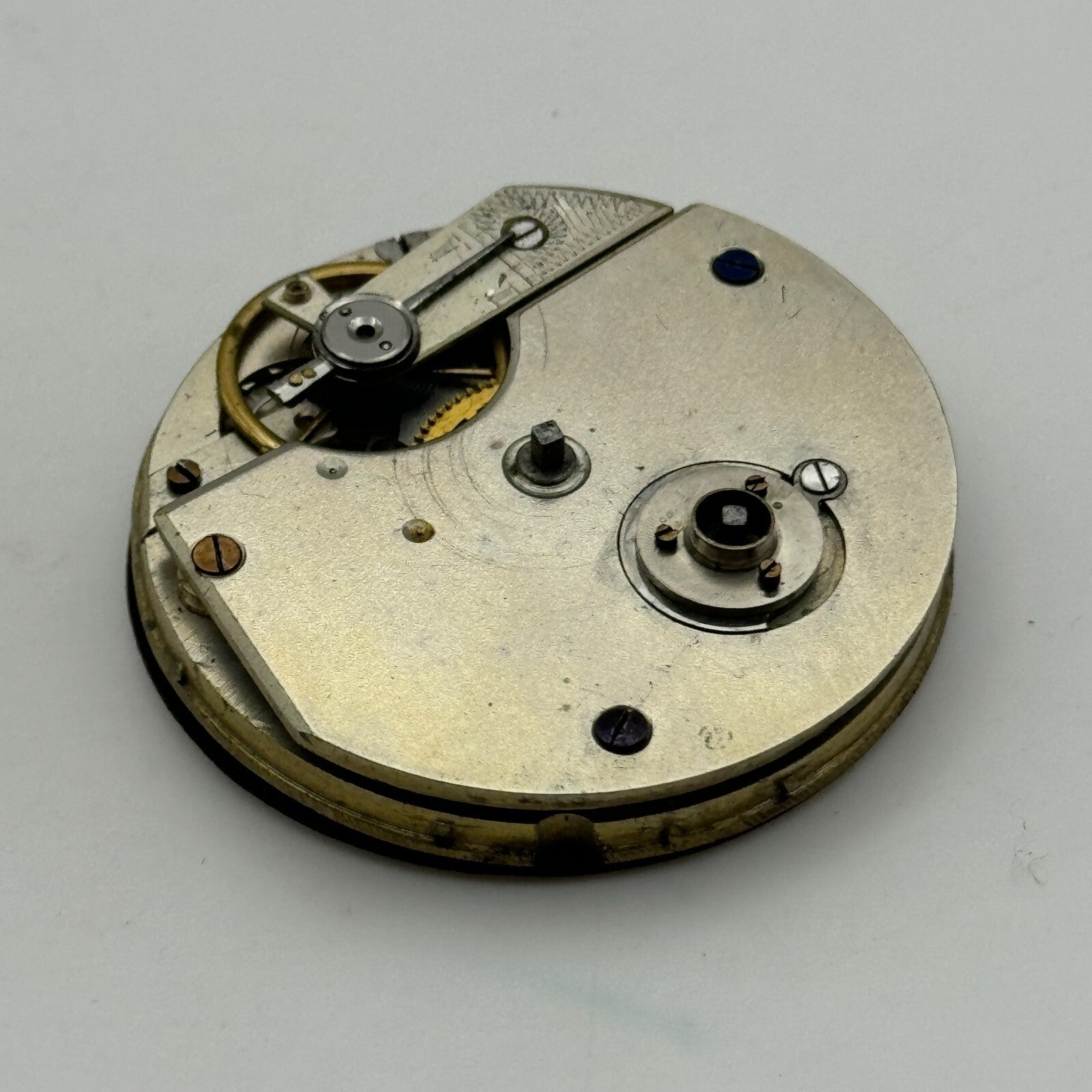42.7mm Antique Key Wound Balance Intact Pocket Watch Movement Dial Hands PARTS