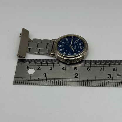Lorus Quartz Fob Nurse Watch Blue Dial Base Metal Japan Working 29mm
