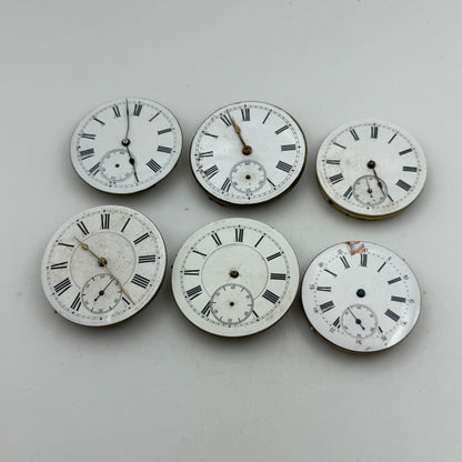Bundle Of 6 Mixed Antique / Vintage Pocket Watch Movements PARTS REPAIR SPARES