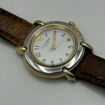 23mm Working Ladies Vintage Courreges Paris V401-0700 White Dial Quartz Watch