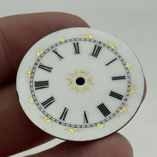 33.6mm Antique Beautiful Porcelain Patterned Pocket Watch Dial Spares Parts