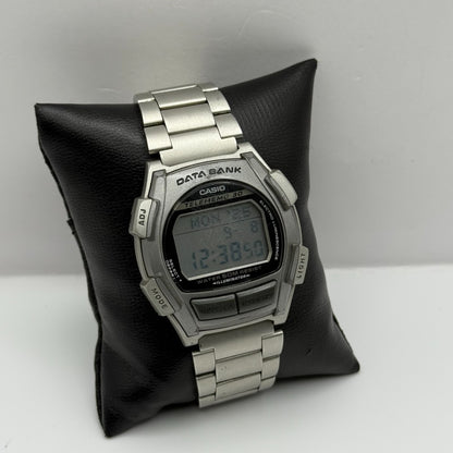 Casio DB-35H Data Bank Telememo 30 Men’s Quartz Watch Silver Tone Working 39mm