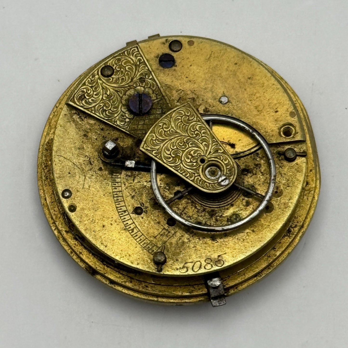 Fusee Pocket Watch Movement Antique English Key Wound Parts Repair Spares 35.7mm