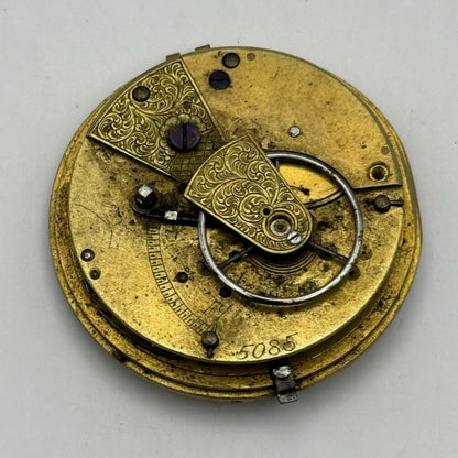 Fusee Pocket Watch Movement Antique English Key Wound Parts Repair Spares 35.7mm