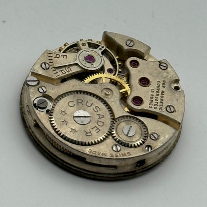 Crusader Compensated 15 Rubies Watch Movement Manual Wind Vintage Parts 23.9mm
