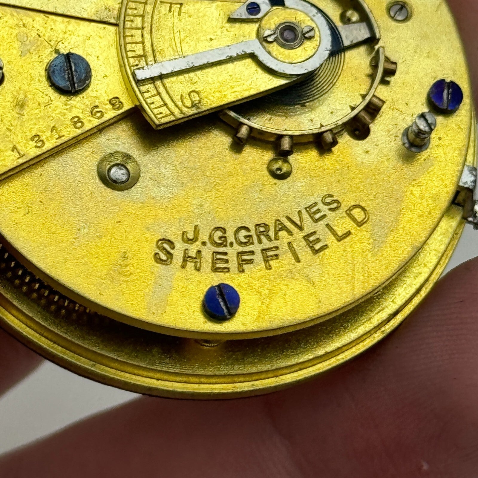 44.9mm Antique J G Graves Sheffield English Express Lever Pocket Watch Movement