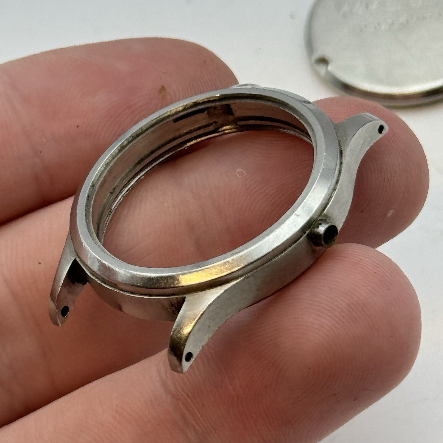 29.5mm Vintage Girard Perregaux 7163 Engraved Watch Case StayBrite Steel Brevet