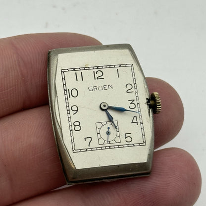 24mm RUNNING Gruen Precision 115 Curved Art Deco Tank Watch Vintage TO RESTORE