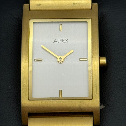 19mm Working Alfex 5301-R-D Plum Design Gold Plated Vintage Quartz Watch 6 Inch