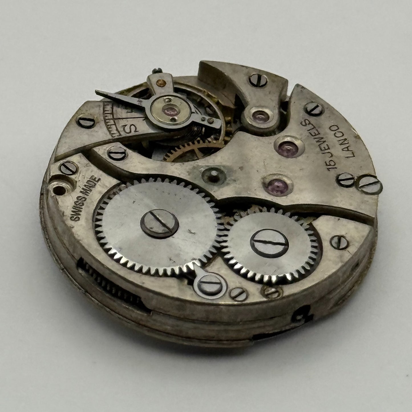 Lanco Trench 15 Jewels Watch Movement Manual Wind Vintage Parts Repair 24.3mm