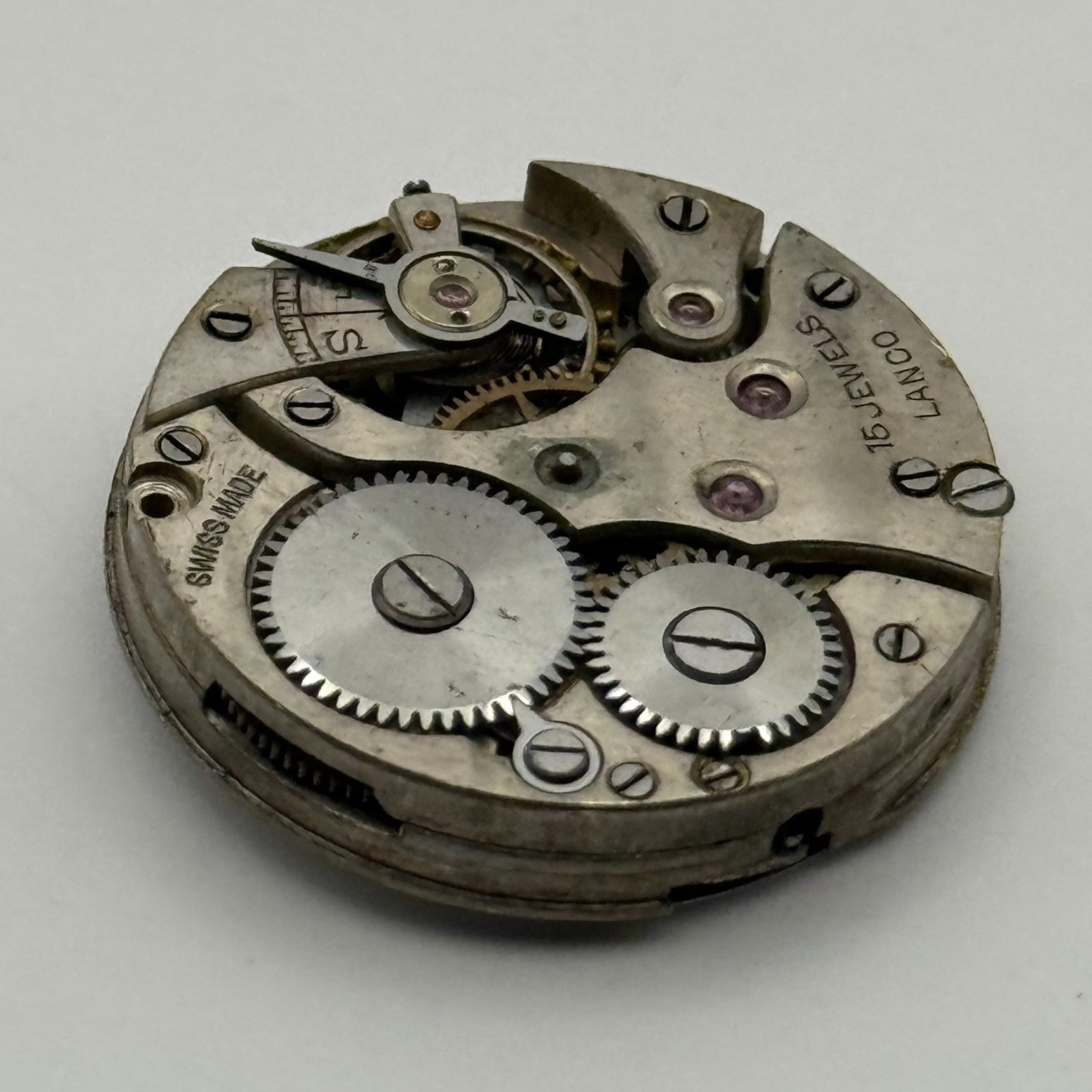 Lanco Trench 15 Jewels Watch Movement Manual Wind Vintage Parts Repair 24.3mm