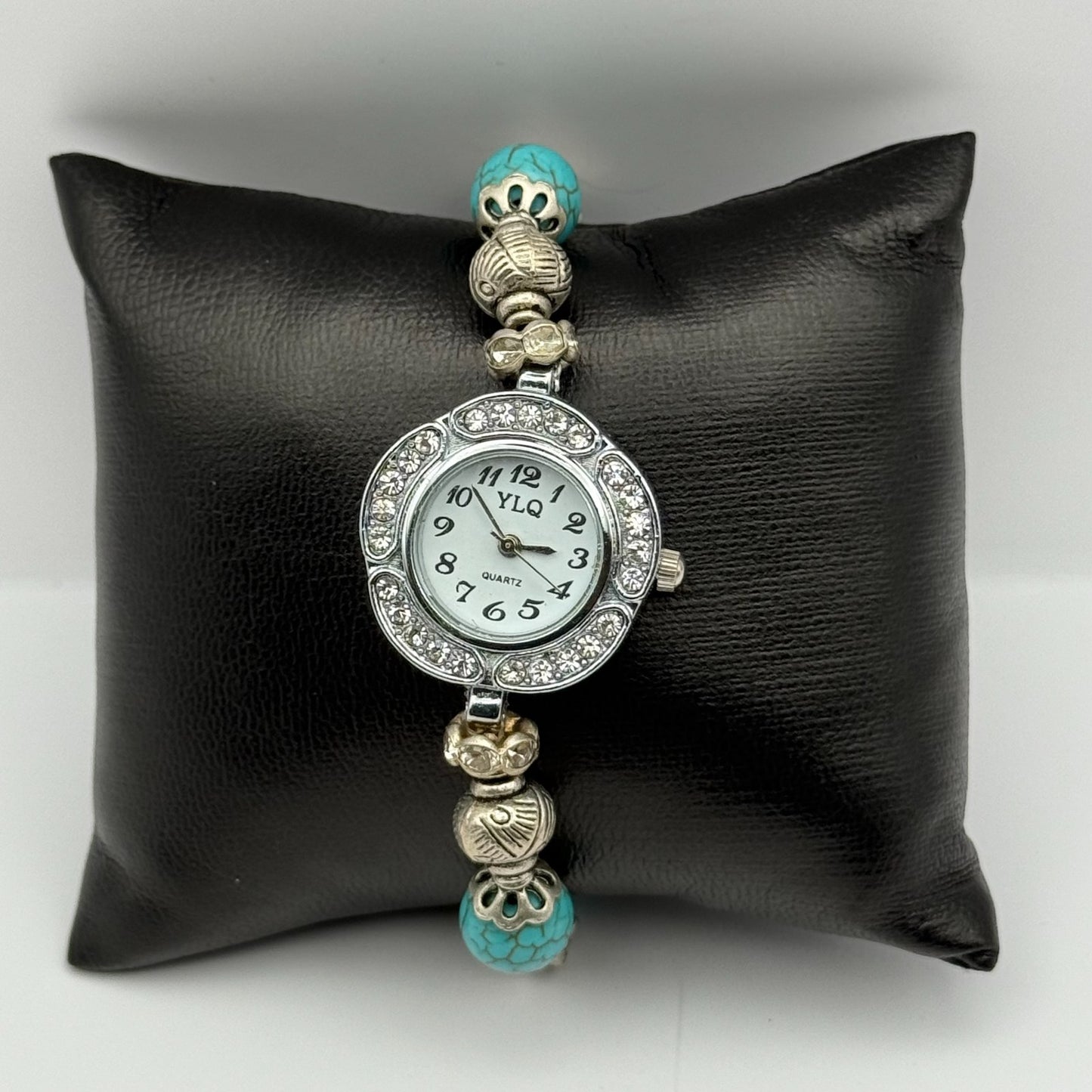 YLQ Ladies Quartz Watch Crystal Accents Beaded Design Bracelet Working 25mm