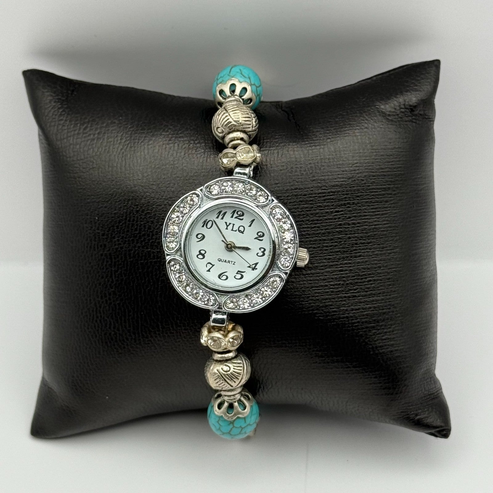 YLQ Ladies Quartz Watch Crystal Accents Beaded Design Bracelet Working 25mm