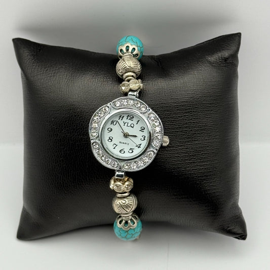 YLQ Ladies Quartz Watch Crystal Accents Beaded Design Bracelet Working 25mm