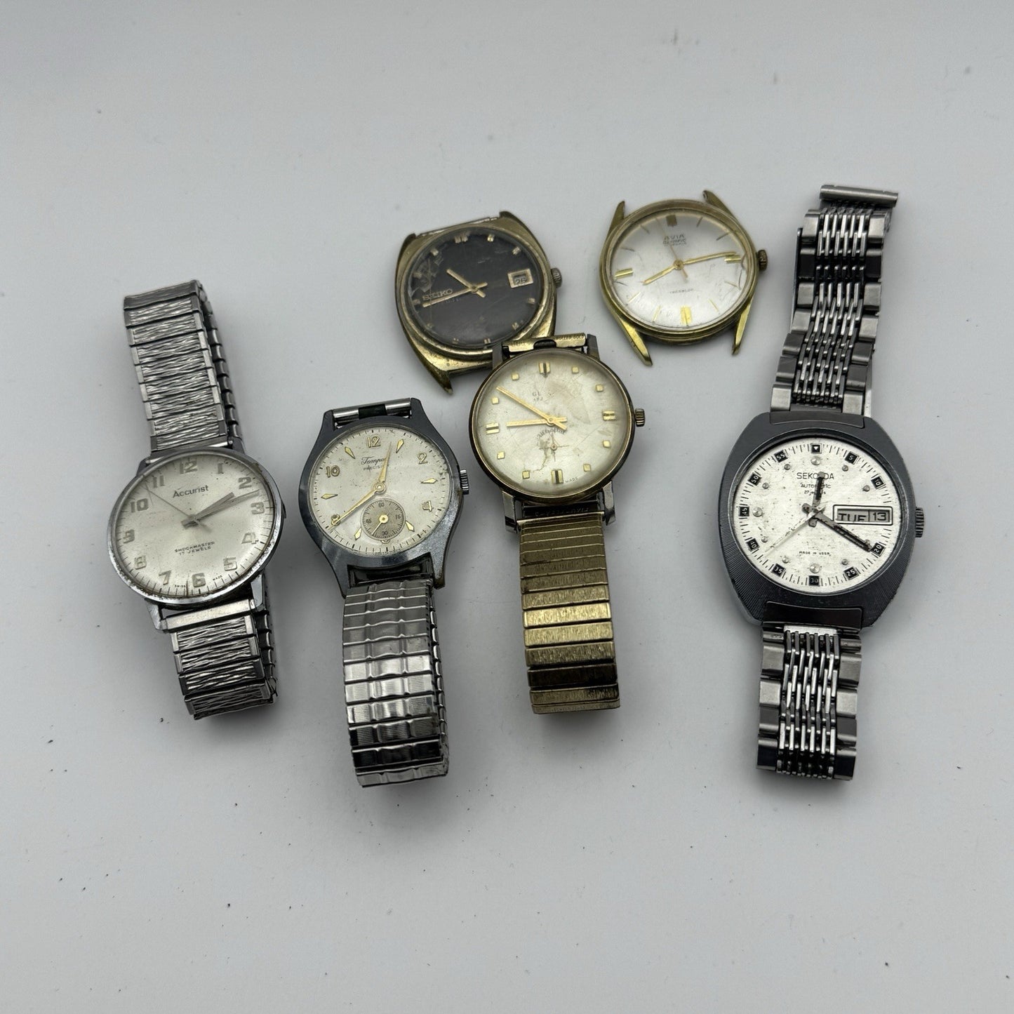 Bundle Of 6 Vintage Men’s Watches Mechanical Wind Up Job Lot Parts Repair Spares