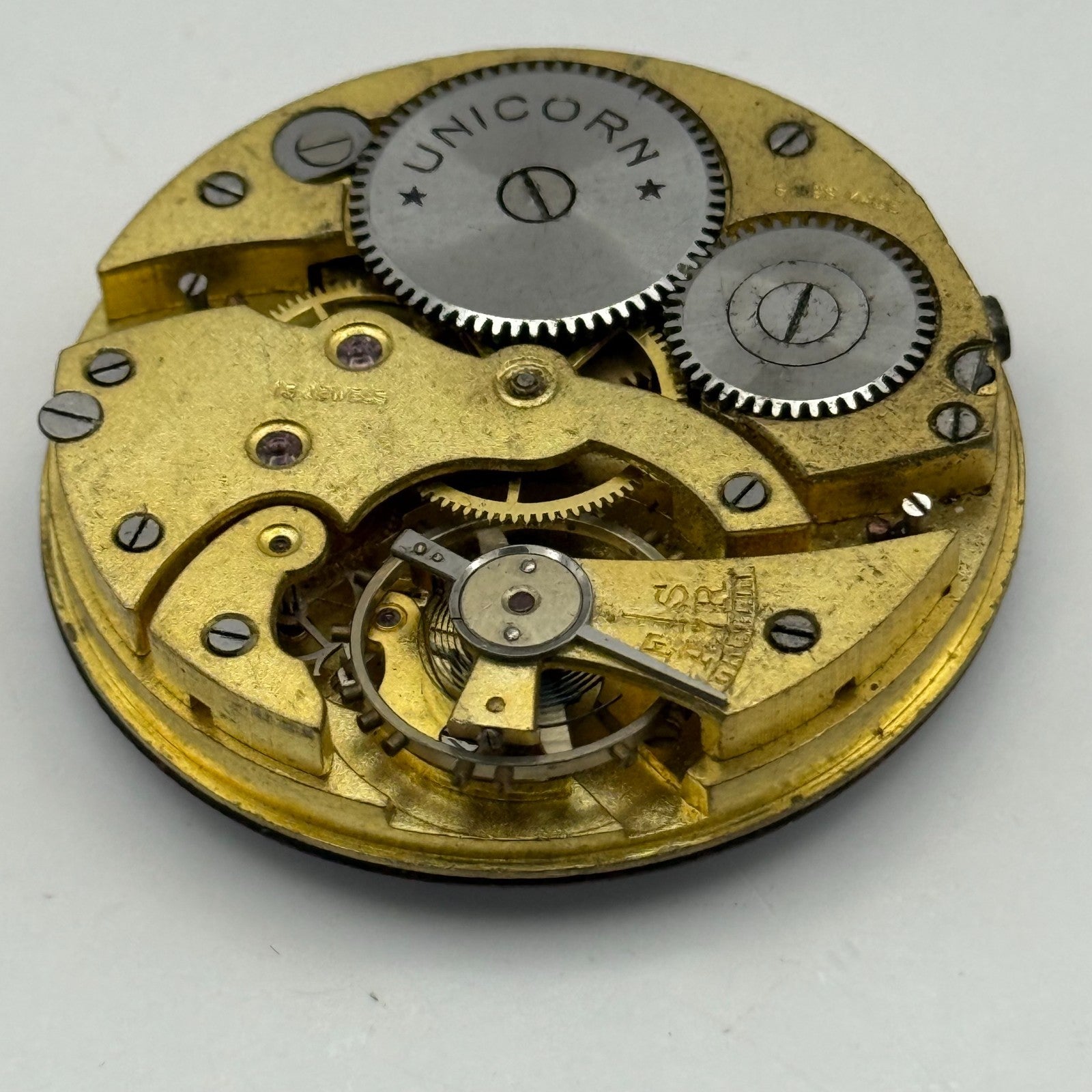 Unicorn Pocket Watch Movement Open Face 15 Jewels Swiss Parts Repair 41.1mm