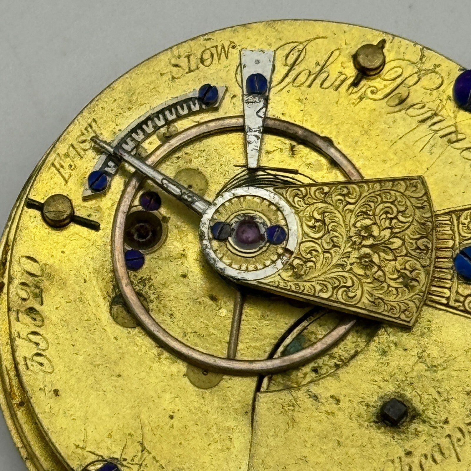 36mm John Bennett Cheapside London Antique Key Wound Pocket Watch Movement PARTS