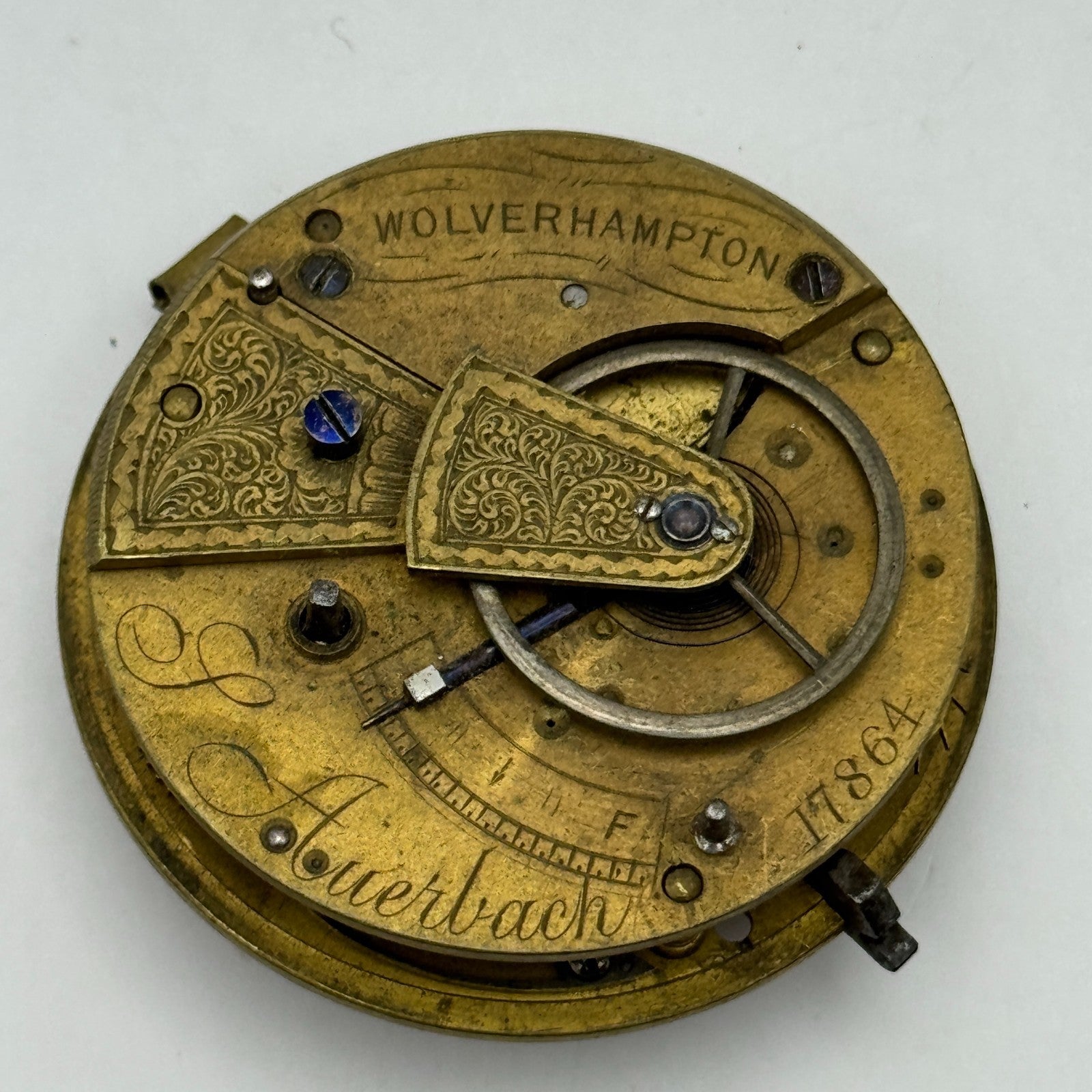 Fusee Pocket Watch Movement Antique English Wolverhampton Parts Repair 44.8mm