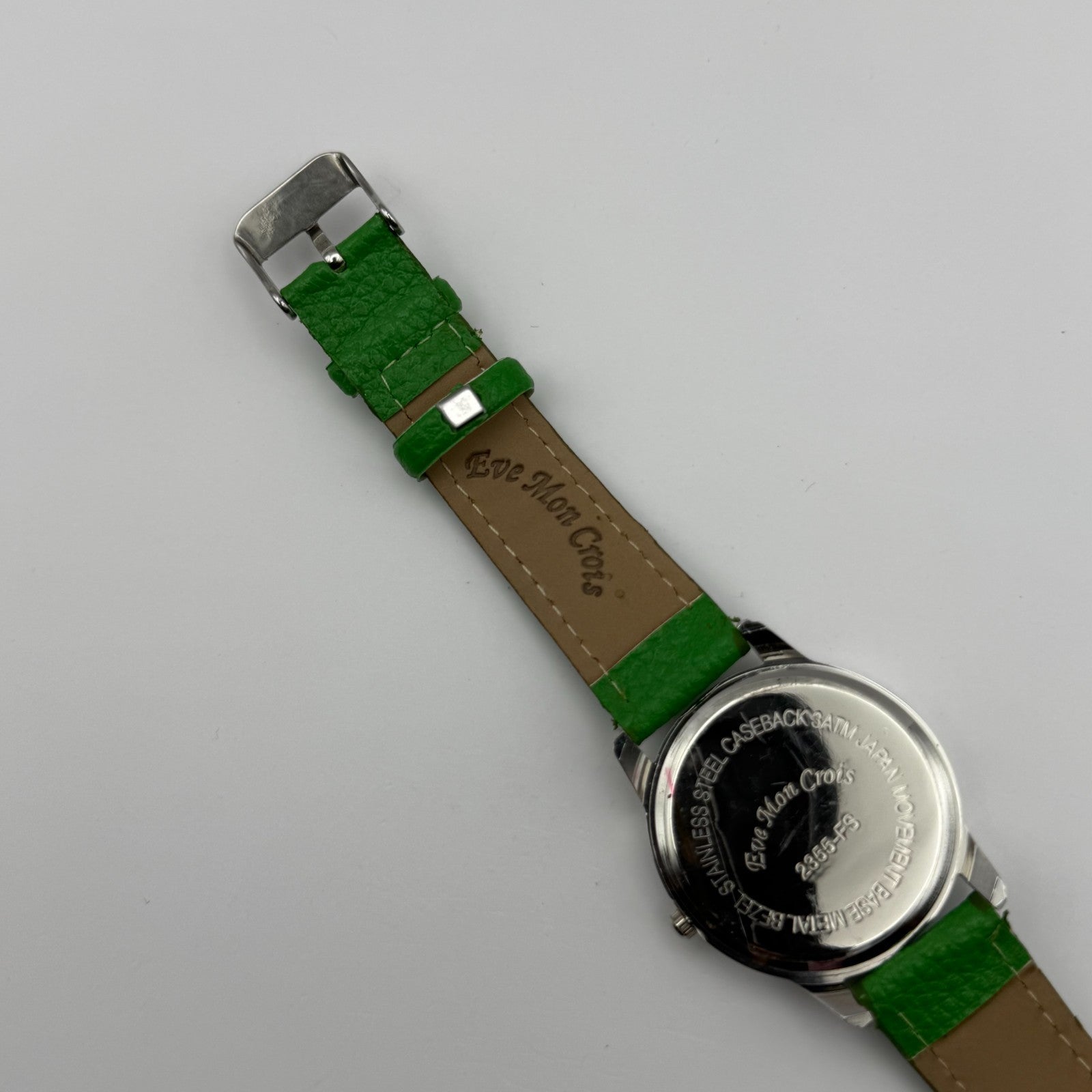 Eve Mon Crios Ladies Quartz Watch Lime Slice Dial Green Strap Japan Working 36mm