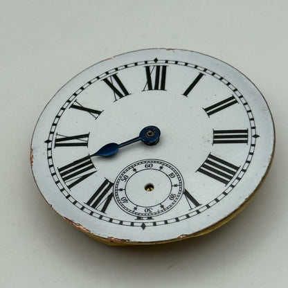 45.7mm Antique Key Wound Roman Numerals Dial Pocket Watch Movement PARTS SPARES