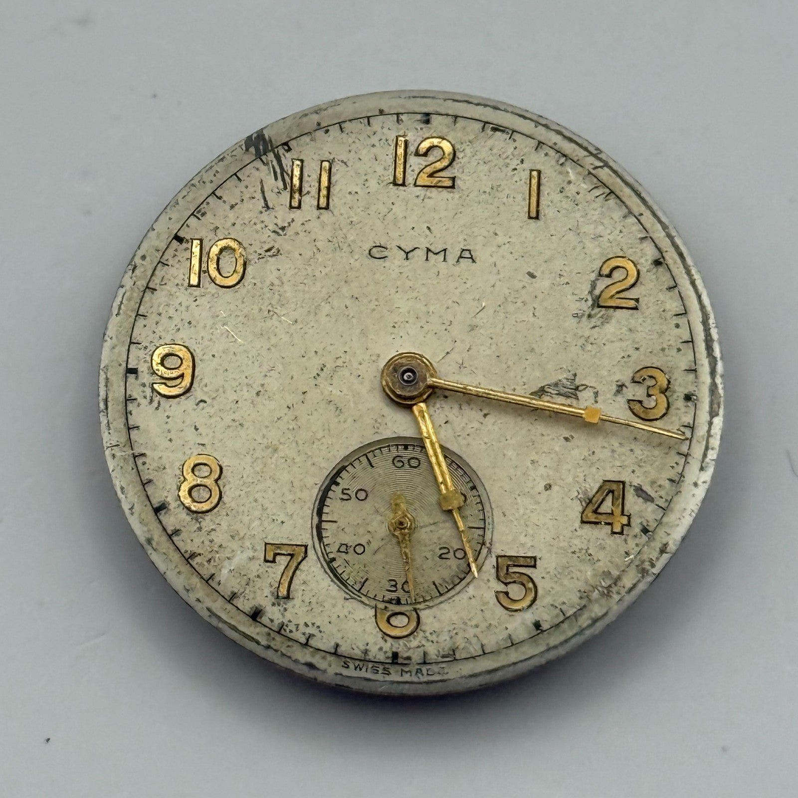 Cyma 162 Watch Movement Manual Wind Vintage Swiss 15 Jewels Parts Repair 23.5mm