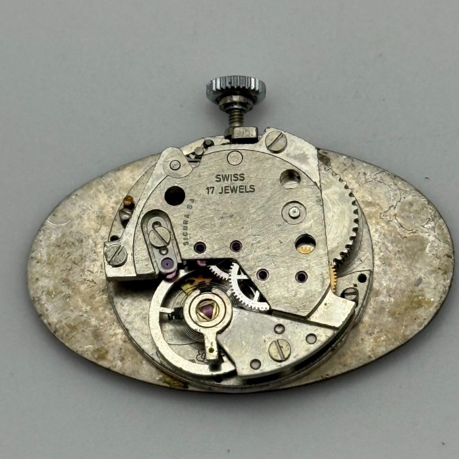 19.6mm Vintage Sicura EB 8467-74 Manual Wind Swiss Watch Movement PARTS REPAIR