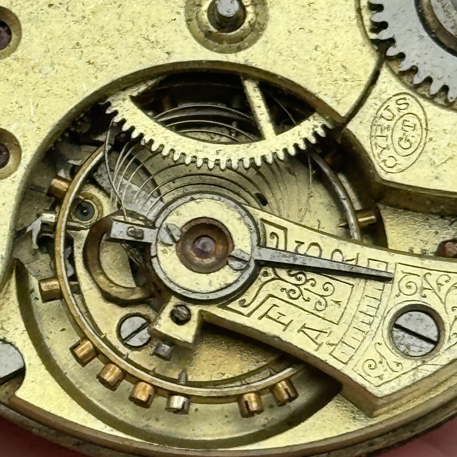 43.1mm Antique Open Face Cyrus GT Pocket Watch Movement PARTS REPAIR