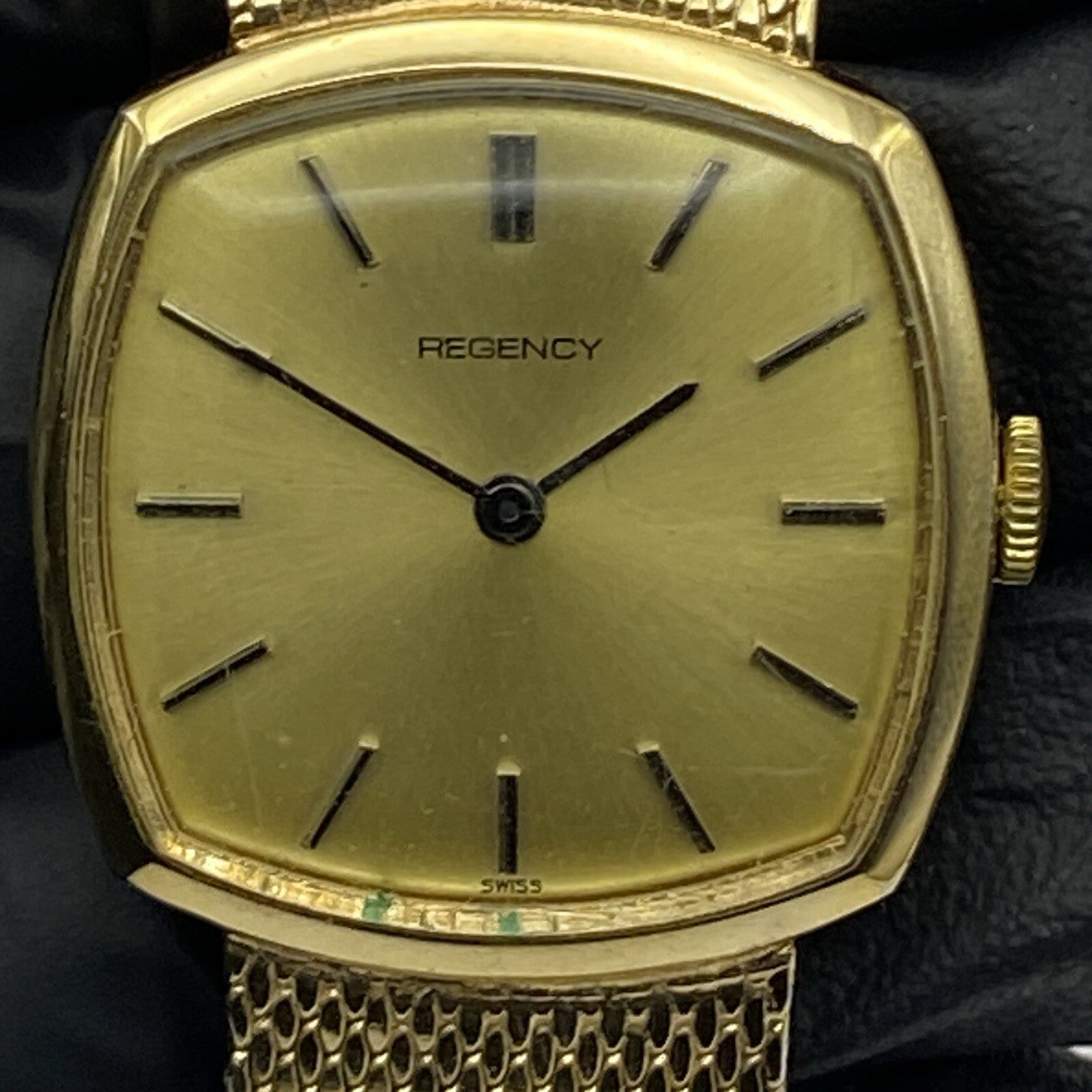 27mm Ladies Manual Wind RUNS BUT STOPS Regency Milanese Gold Tone Watch
