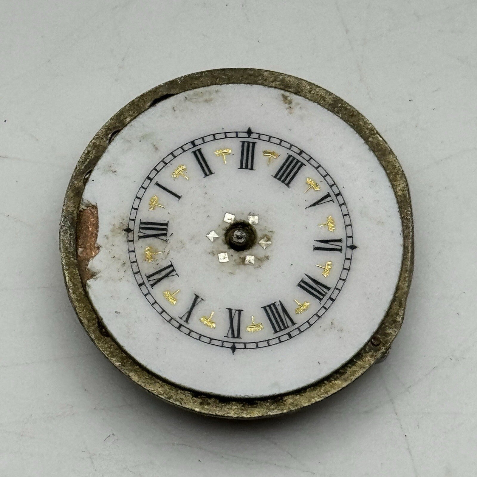 27.6mm Beautiful Patterned Dial Cylinder Pocket Watch Movement FOR PARTS
