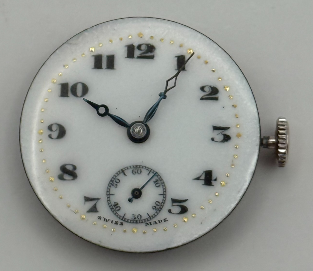 Quality Enamel Dial Watch Movement Manual Wind Vintage Swiss Parts Repair 23.1mm