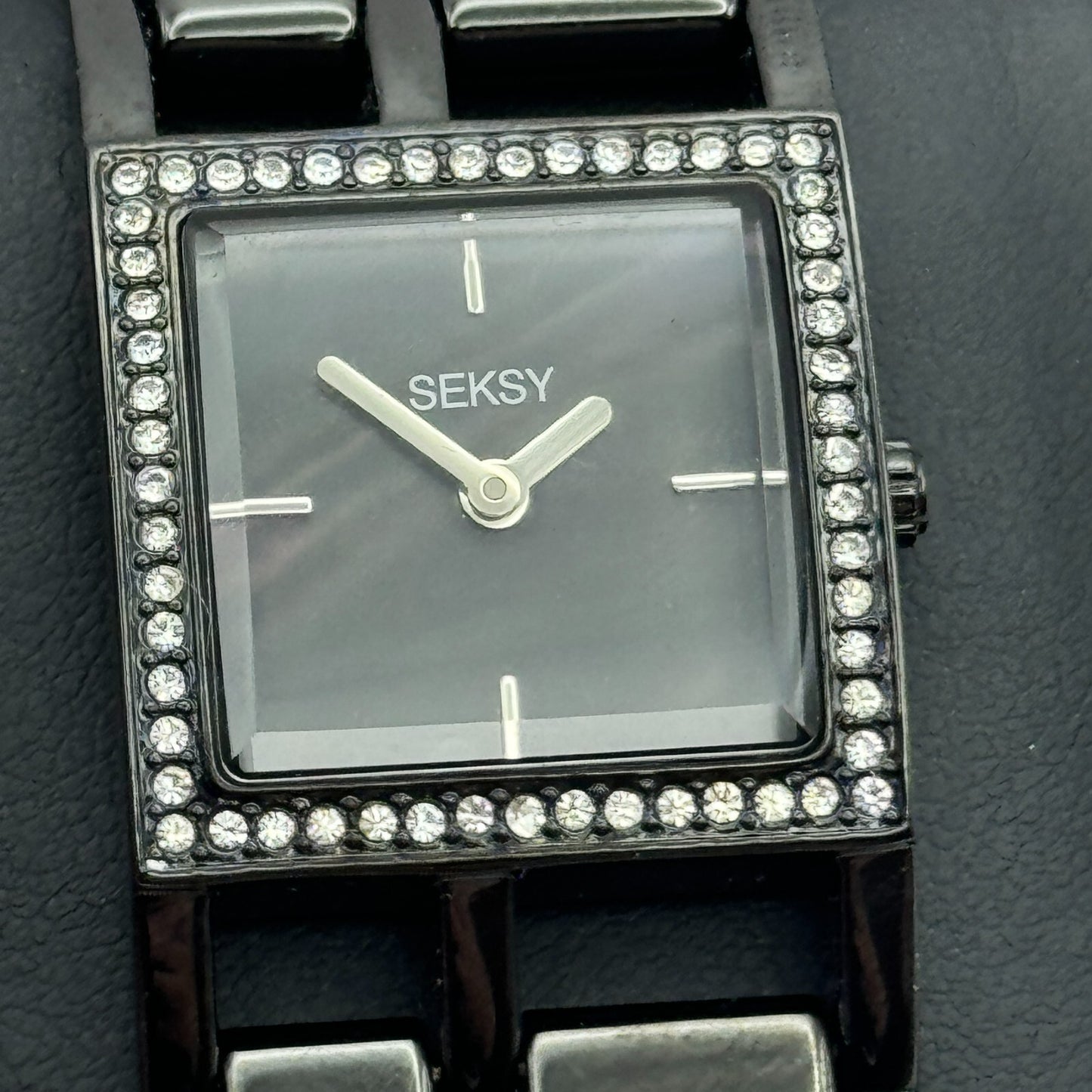 23mm Working Seksy Sekonda 4008 Black Jewelled Quartz Watch New Battery 7.5 Inch