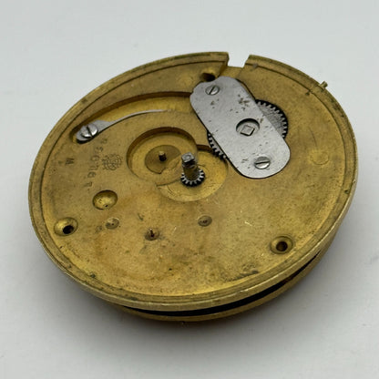 43.2mm Antique J J Pollard Hindley Key Wound Pocket Watch Movement PARTS REPAIR