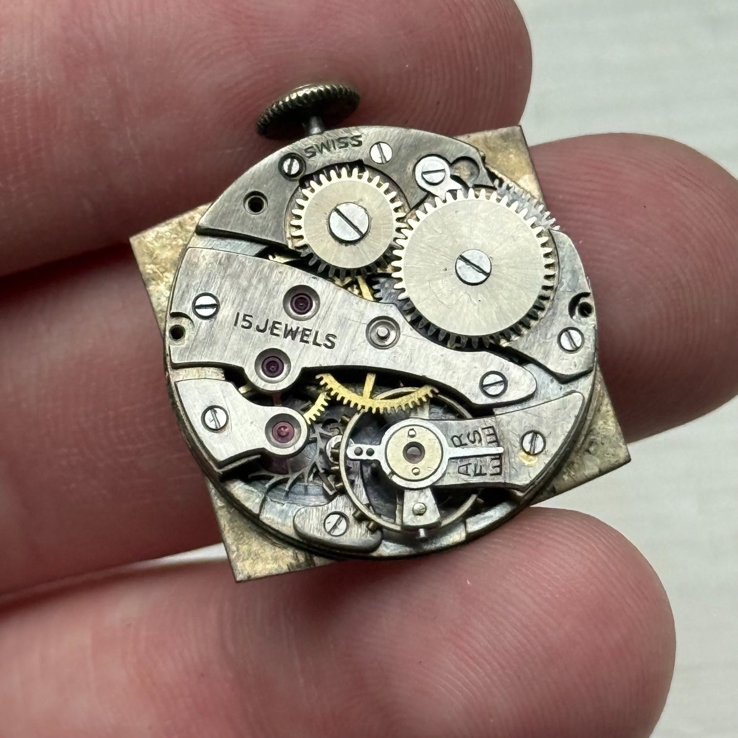 25mm Vintage Tank Style 15 Jewels Swiss Manual Wind Watch PARTS REPAIR