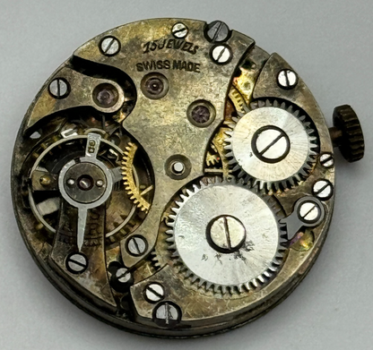 23.6mm Running Unidentified Swiss Trench Watch Movement Manual Wind  PARTS