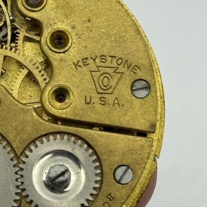 43.1mm Vintage Keystone USA 15 Jewels Swiss Hunter Pocket Watch Movement PARTS