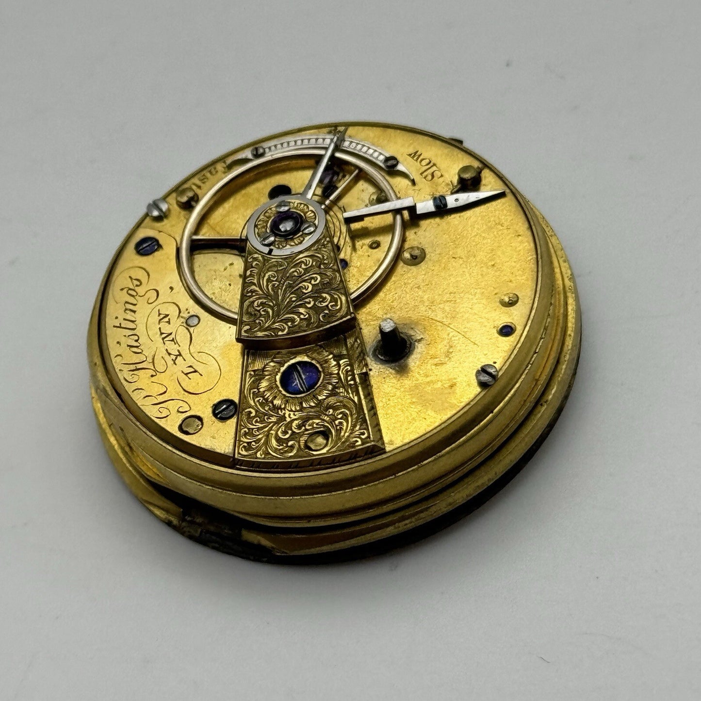 40.9mm R Hastings Lynn Damaged Balance Pocket Watch Movement FOR PARTS