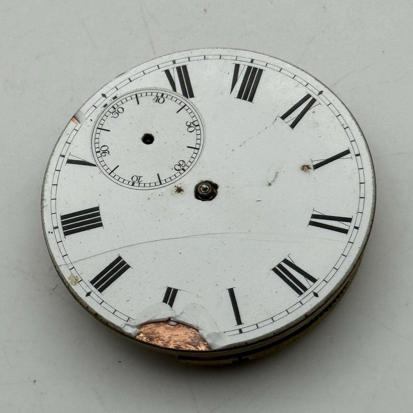 40.8mm Unidentified F & Co Porcelain Dial Pocket Watch Movement FOR PARTS