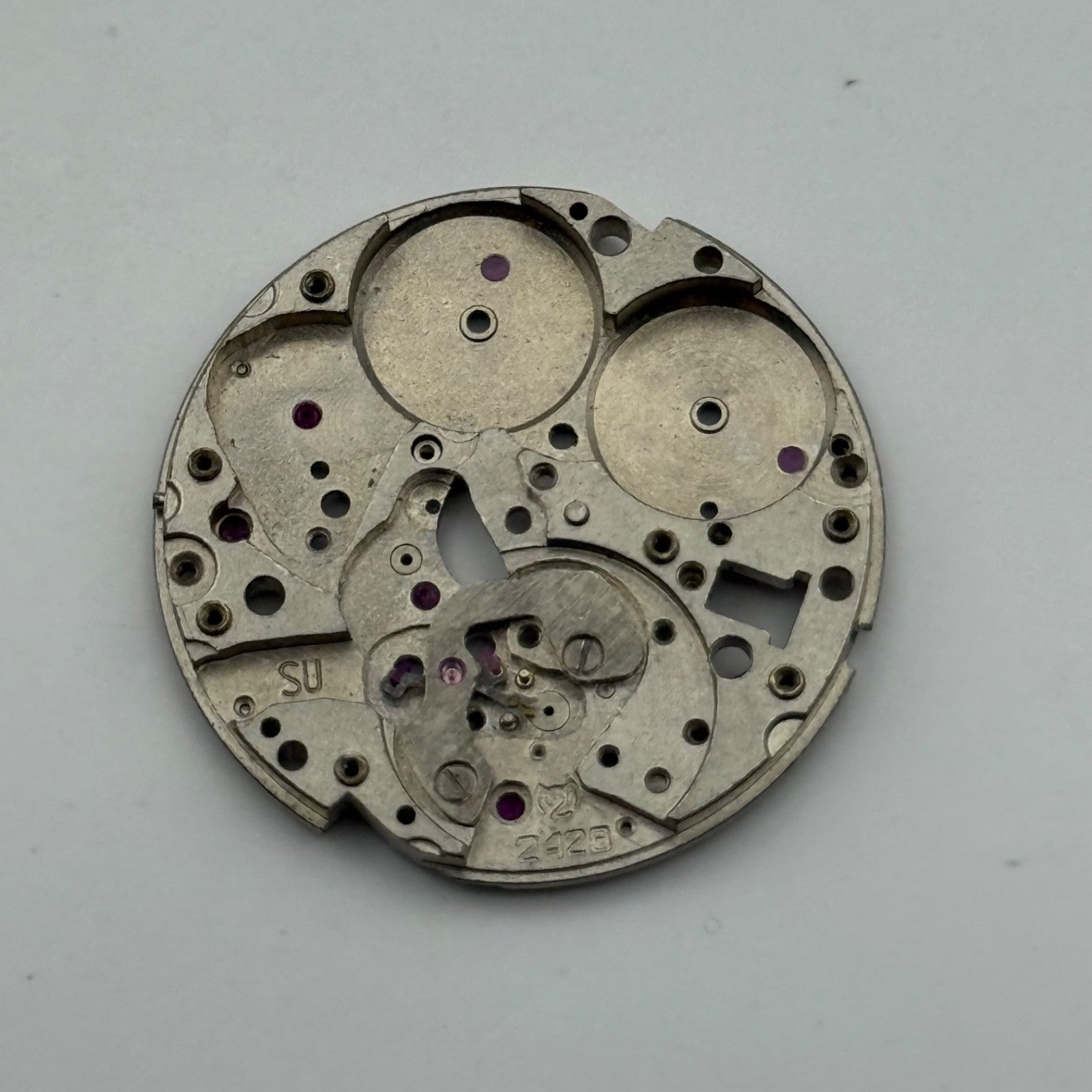 Slava 2428 Soviet Watch Movement Main Plate Manual Wind Vintage Parts 24.9mm