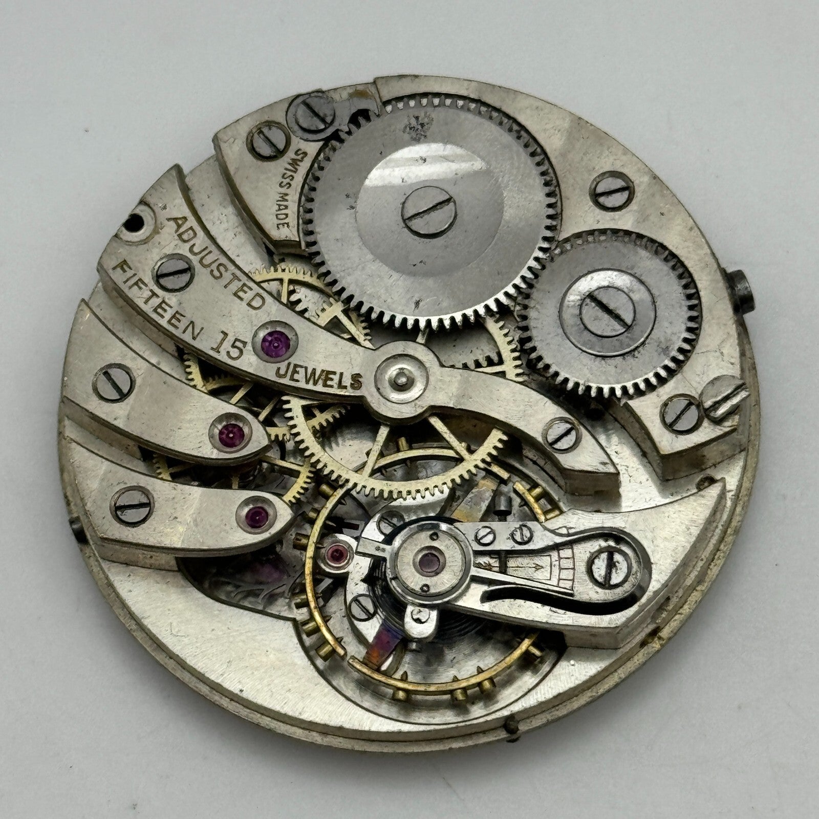 43.1mm Unidentified High Grade 15 Jewels Swiss Pocket Watch Movement PARTS